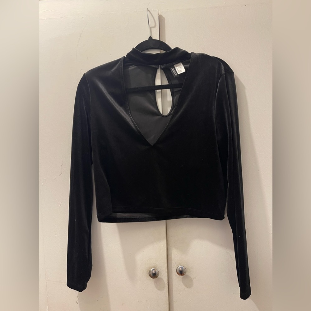 H&M velvet crop top